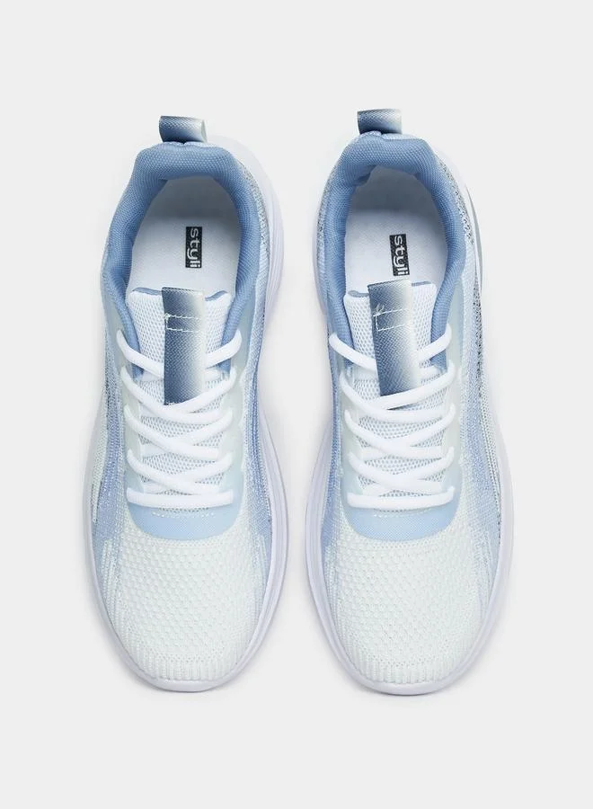 Styli Knitted Mesh Wave Print Sports Sneakers