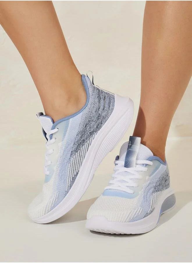 Styli Knitted Mesh Wave Print Sports Sneakers
