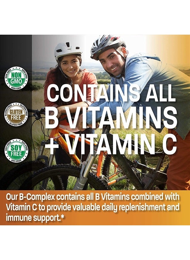 Bronson مجمع فيتامين ب مع فيتامين ج - دعم المناعة، دعم الطاقة ودعم الجهاز العصبي - غير معدّل وراثيًا، 120 كبسولة نباتية - Image 4