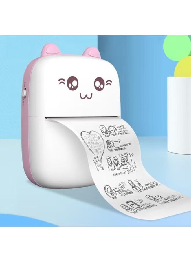 SHOPI Portable Printer, Mini Pocket Printer, Mini Thermal Printer,200DPI Wireless Bluetooth BT 4.0 Photo Printer, Label Memo Receipt Paper Smart Printer with 1 Roll Thermal Paper (Pink) 