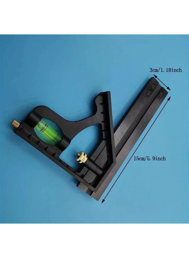 Black Woodworking Square With Adjustable Slide Precision 45 Degree Measuring Tool - Image 3