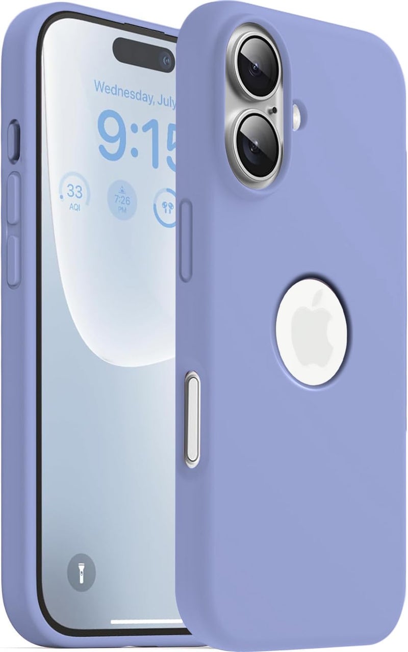 Elzzi Microfiber Logo Cut Cover Compatible for iPhone 16 Plus Case Liquid Silicone Cases Full Body 4 Layer Protective Covers Shockproof Back Cover with High Raised Camera Lips (6.1 inch, Azure Blue) - Image 1