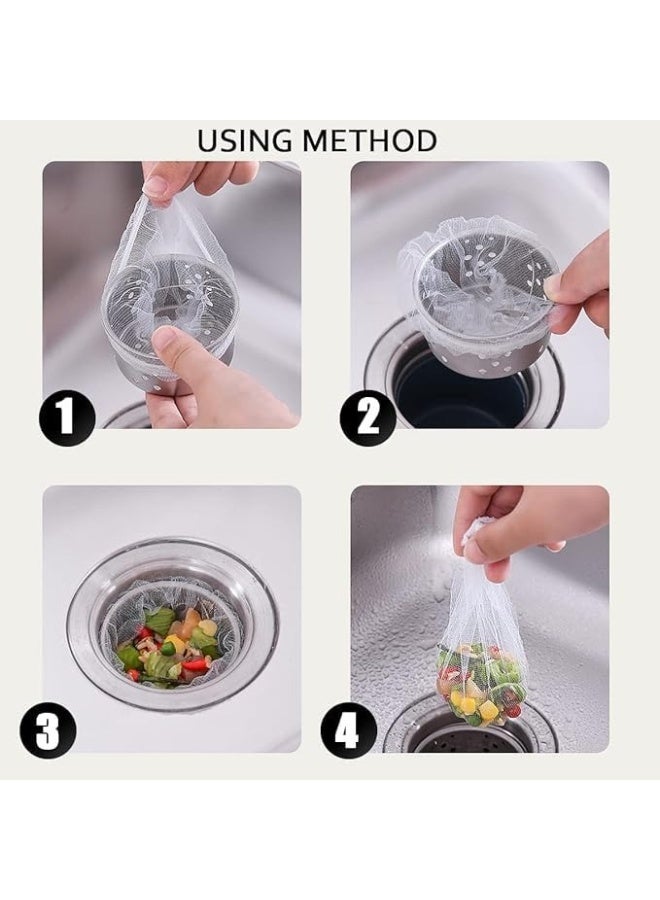 100-Pack Disposable Sink Strainer Trash Filter Bags Set, White - Image 1
