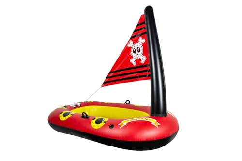 Poolmaster Inflatable Pirate Boat Pool Float for Kids Baby Rider Boat with Seat Pirate Ship Inflatable with Mast Oar Locks and Rope Holders Durable Vinyl Floatie for Pool Lake or Beach - Image 1