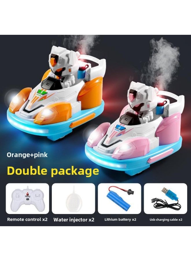 Loquat 2024 Remote Control Drift Collision Kart Battle Bumper Car With Light Spray Car Parent-child Toy-Color:MD562 Two-orange Powder - Image 5