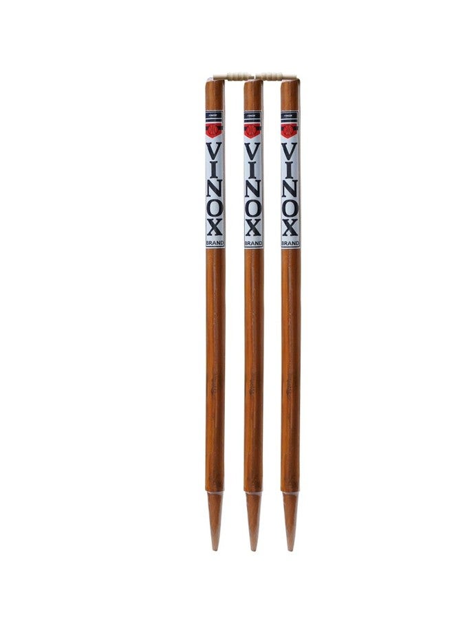 VINOX Cricket Wooden Spring Back Stump Set Wooden Wicket Set for Youth and Senior(Brown) Set of 2 - Image 2