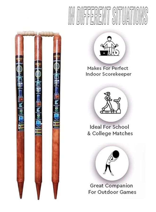 VINOX Cricket Wooden Spring Back Stump Set Wooden Wicket Set for Youth and Senior(Brown) Set of 2 - Image 3