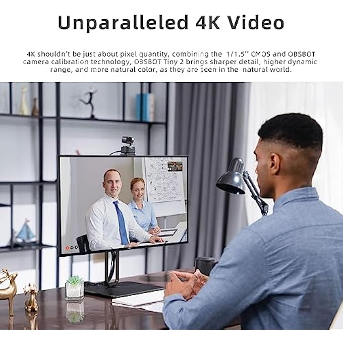 rayihni TINY 2 AI-POWERED PTZ 4K WEBCAM 1/1.5" CMOS 4X FASTER FOCUSING USB 3.0 10X FASTER DATA TRANSMISSION VOICE CONTROL, W CLEANING CLOTH - Image 3