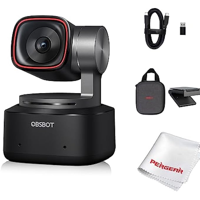 rayihni TINY 2 AI-POWERED PTZ 4K WEBCAM 1/1.5" CMOS 4X FASTER FOCUSING USB 3.0 10X FASTER DATA TRANSMISSION VOICE CONTROL, W CLEANING CLOTH - Image 1