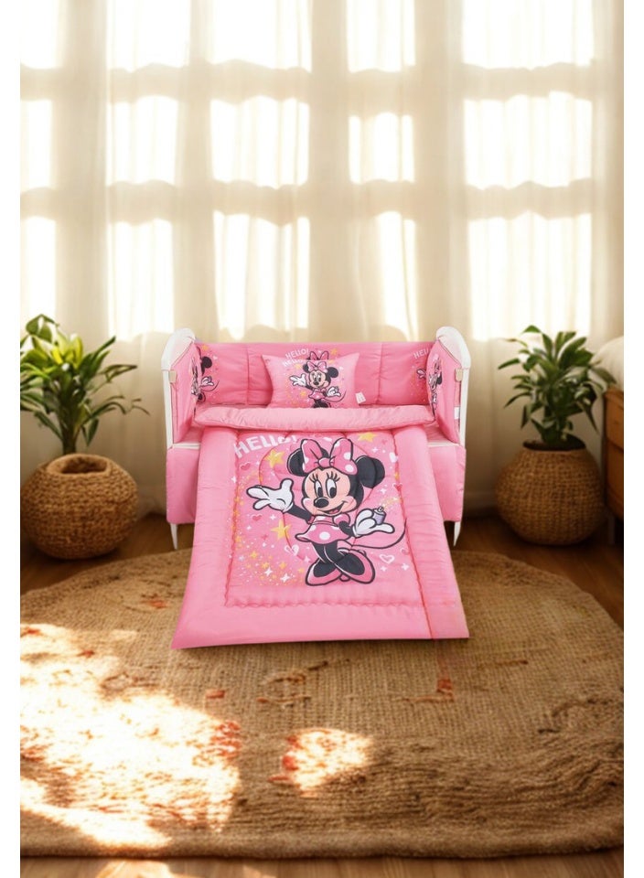 Minnie Mouse A set of children's Minnie Mouse bed bedding, a mattress set, a set consisting of a children's quilt, size 90X145 cm, a rubber sheet, 110X160 cm , Pillow 34x45cm , matrees 33x130 cm - Image 1