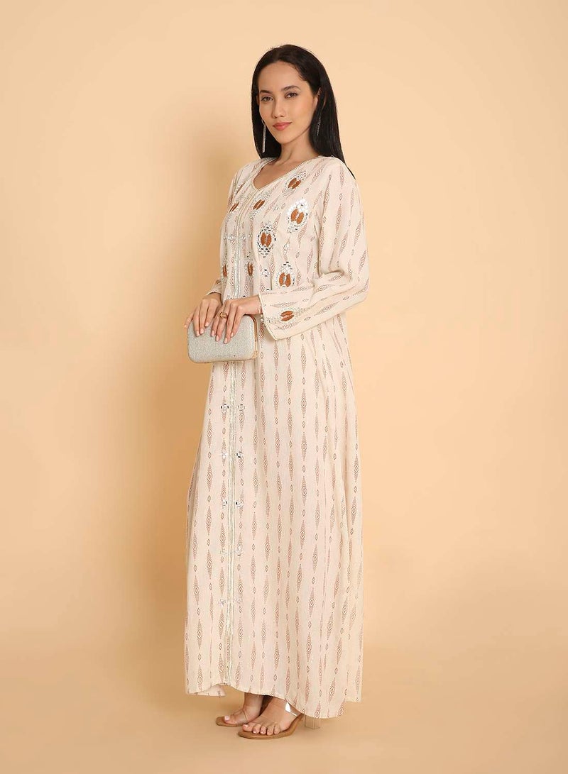 HANA & SARA Womens unique design printed long arabic kaftan jalabiya dress - Image 5