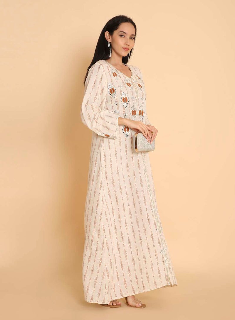 HANA & SARA Womens unique design printed long arabic kaftan jalabiya dress - Image 4