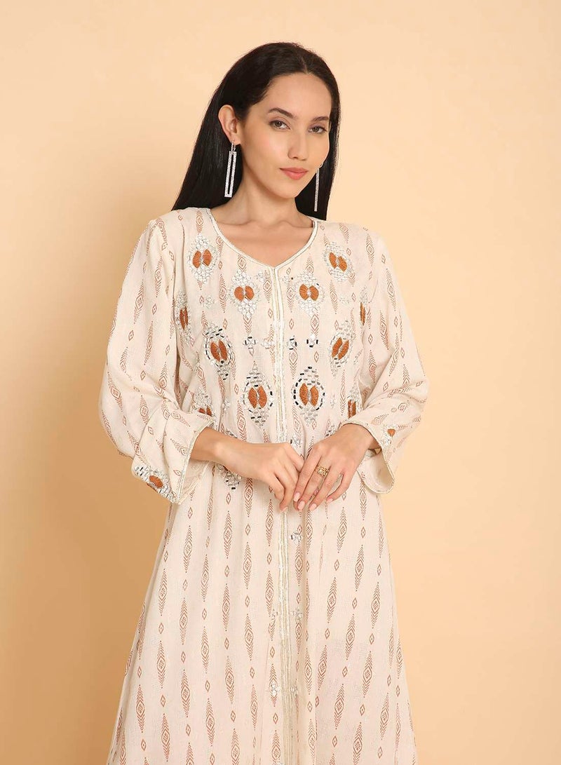 HANA & SARA Womens unique design printed long arabic kaftan jalabiya dress - Image 3