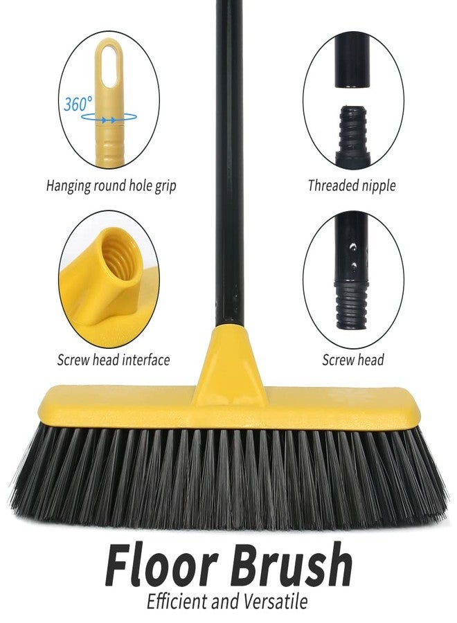Lanhope Push Broom with Long Handle, Floor Brush 51.6 inch Soft Bristle Broom 12.2" Wide for Cleaning Bathroom Kitchen Patio Garage Deck Tile - Image 2