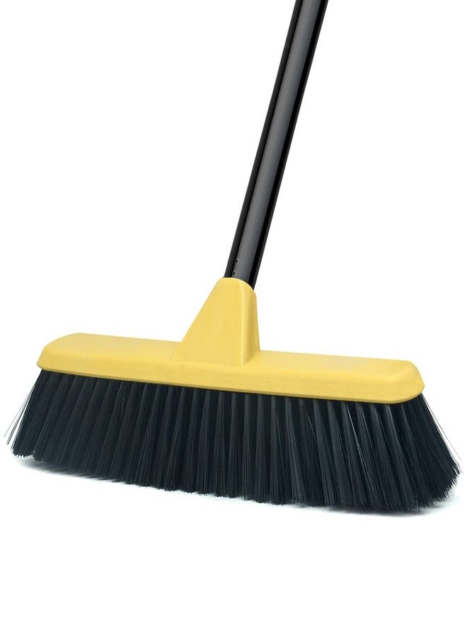 Lanhope Push Broom with Long Handle, Floor Brush 51.6 inch Soft Bristle Broom 12.2" Wide for Cleaning Bathroom Kitchen Patio Garage Deck Tile - Image 1