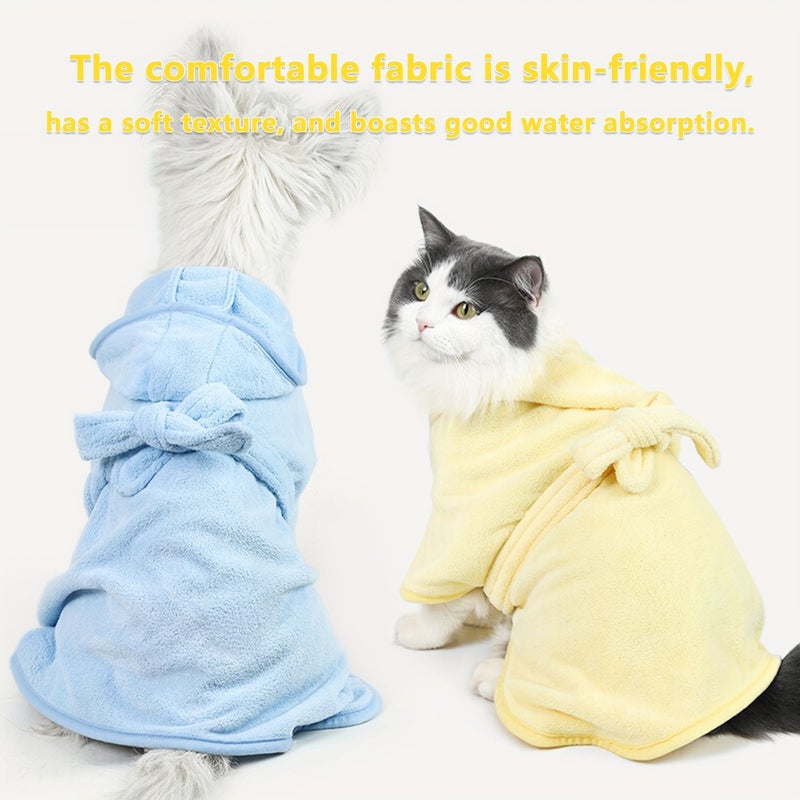 Yellow Super Absorbent Pet Robe for Small Dogs and Cats Quick Dry Soft All Season - Image 5