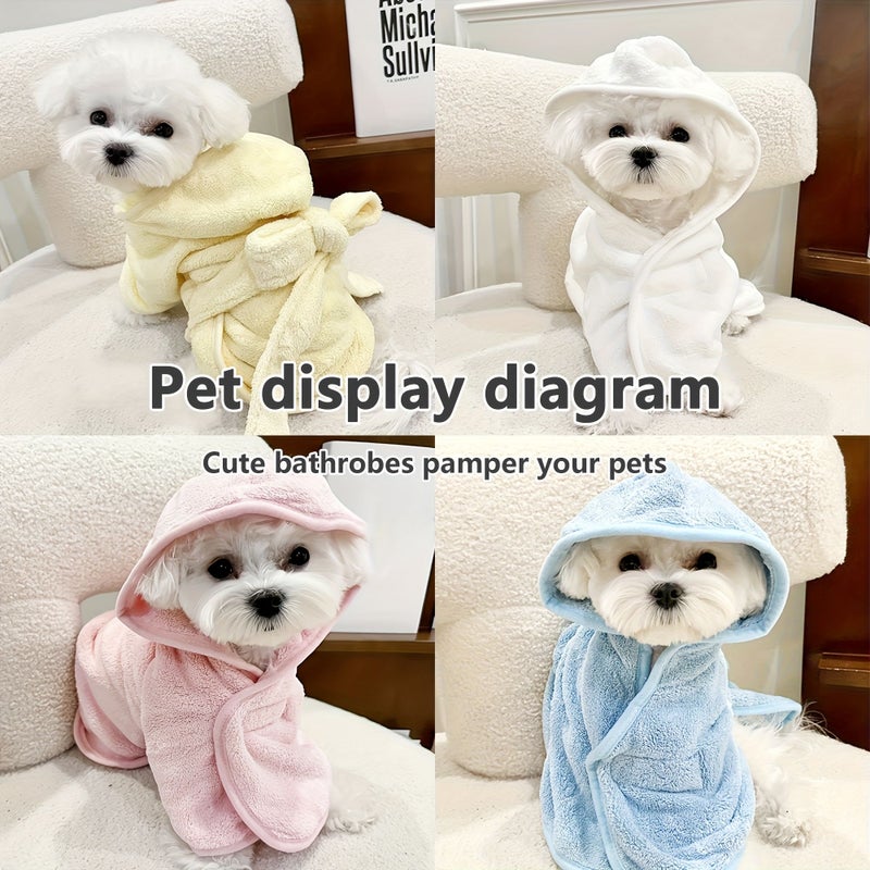 Yellow Super Absorbent Pet Robe for Small Dogs and Cats Quick Dry Soft All Season - Image 4