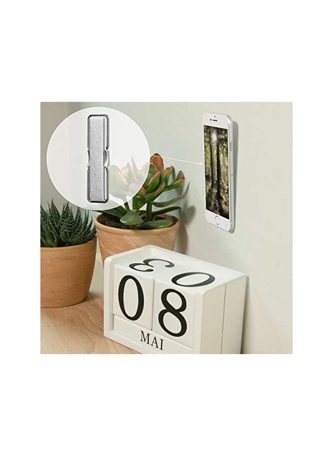 kwmobile Universal Elastic Finger Holder for Smartphones - PU Leather Stretch Grip Finger Strap with Stand Compatible with All Smartphones - Silver  - Image 4