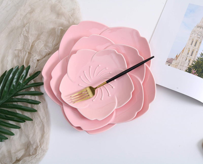 Jusalpha Pink Cherry Blossom 3-Piece Dinnerware Plate set (Cherry blossom plate set (3) - Image 5