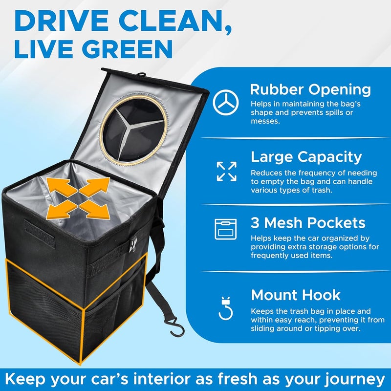 EcoNour Waterproof Car Trash Can with Lid - Image 3