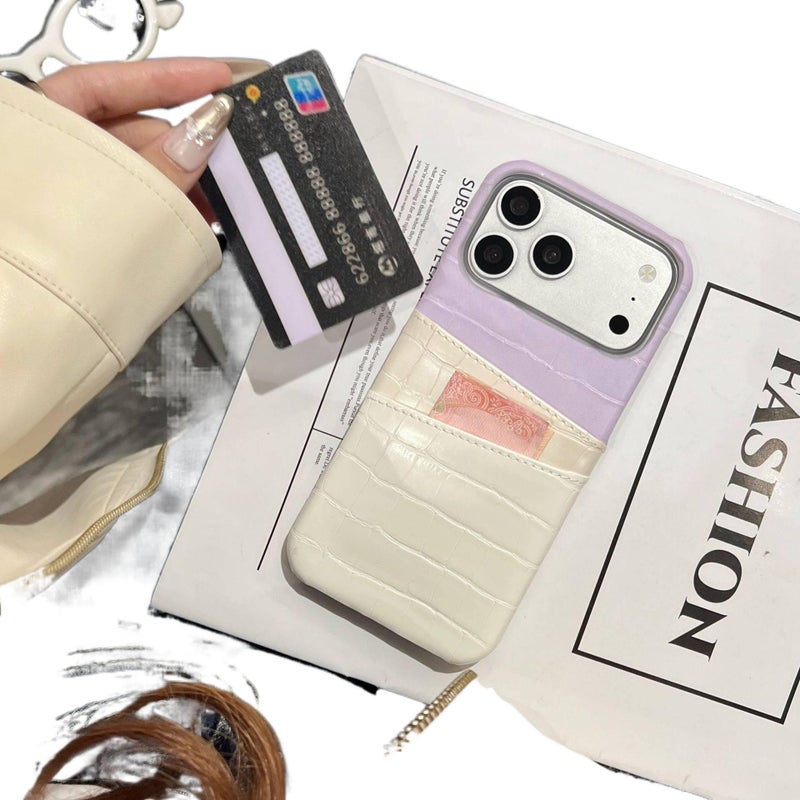 Protective Case | Gold | Leather Texture | Card Holder | Anti-Slip Grip | Shockproof Cover for iPhone 16 / 16 Plus / 16 Pro / 16 Pro Max - Image 4