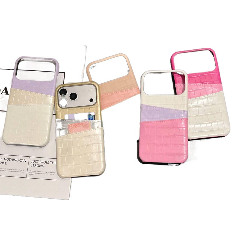 Protective Case | Gold | Leather Texture | Card Holder | Anti-Slip Grip | Shockproof Cover for iPhone 16 / 16 Plus / 16 Pro / 16 Pro Max - Image 3