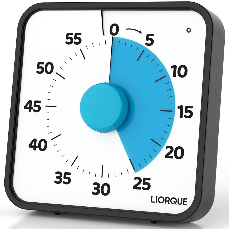LIORQUE 60 Minute Visual Timer for Kids and Adults, Non-Ticking 7.5 Inch Large Visual Countdown Timers for Classroom Desk Countdown Clock with Magnetic Backing, Kids Pomodoro Timer Clock - Image 1