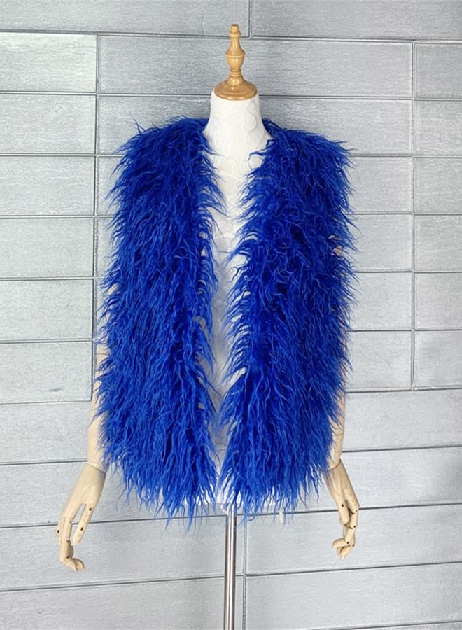 Loquat Women's Warm Faux Fur Vest Royal Blue  - Image 1