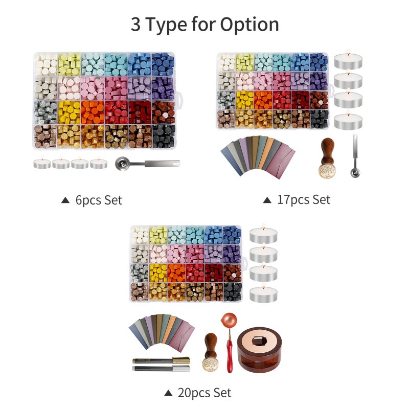 Wax Seal Kit 600pcs Sealing Wax Beads with Wax Seal Warmer Stamp Wax Melting Spoon Candles Envelopes Pens for Letter Cards Wedding Invitations Gift Wrapping Sealing Decoration Arts & Crafts - Image 2