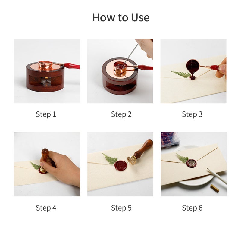 Wax Seal Kit 600pcs Sealing Wax Beads with Wax Seal Warmer Stamp Wax Melting Spoon Candles Envelopes Pens for Letter Cards Wedding Invitations Gift Wrapping Sealing Decoration Arts & Crafts - Image 4