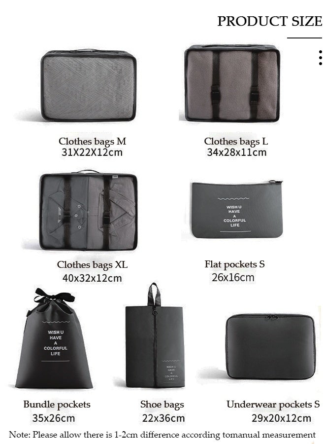 DUNISO 7PCS Travel Storage Bag Set Multi-functional Clothing Sorting Packages Travel Packing Compression Pouche Luggage Organizer Pouch for Moving Traveling - Image 5