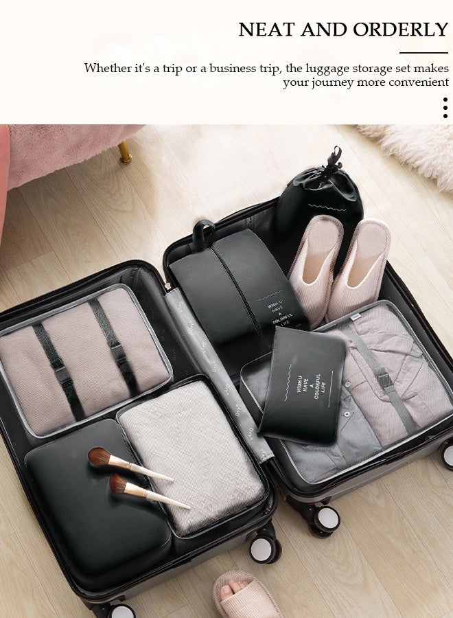 DUNISO 7PCS Travel Storage Bag Set Multi-functional Clothing Sorting Packages Travel Packing Compression Pouche Luggage Organizer Pouch for Moving Traveling - Image 3