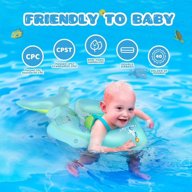 Balhvit No Flip Over Baby Pool Float with Canopy UPF50+ Sun Protection, Sponge Safety Support Bottom, Fun Gifts Water Toys Accessories Inflatable Baby Swim Floats for Pool 3-36 Months - Image 5