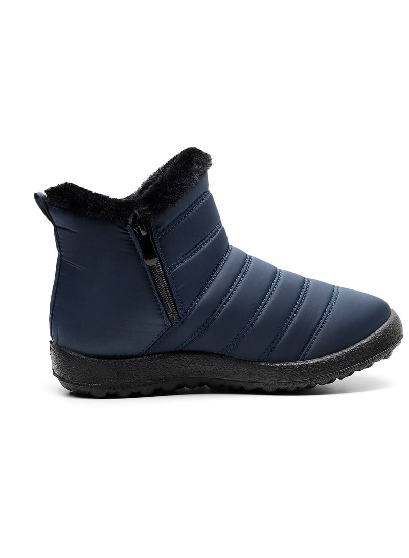 Loquat Ankle Boots Thermal Waterproof Cotton Boots Blue - Image 3
