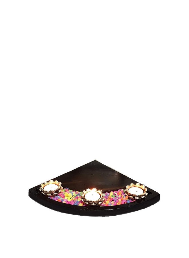 SN Handicrafts SN Handicrafts Baby Krishna Resin Sculpture Lord Krishna Makhan Chor Idols Statue Mandir Temple Pooja Room Table Decorative Gifts with Natural Stones Lotus 3 Tealight Candle Holder and Wooden Tray  - Image 5