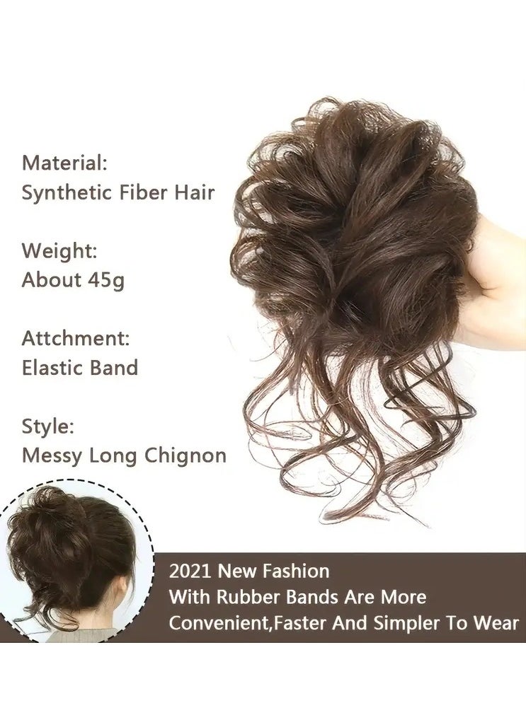 ORiTi Add Volume and Style with Synthetic Messy Curly Hair Bun Chignon Scrunchy Hair Band! Hair Accessories  - Image 4