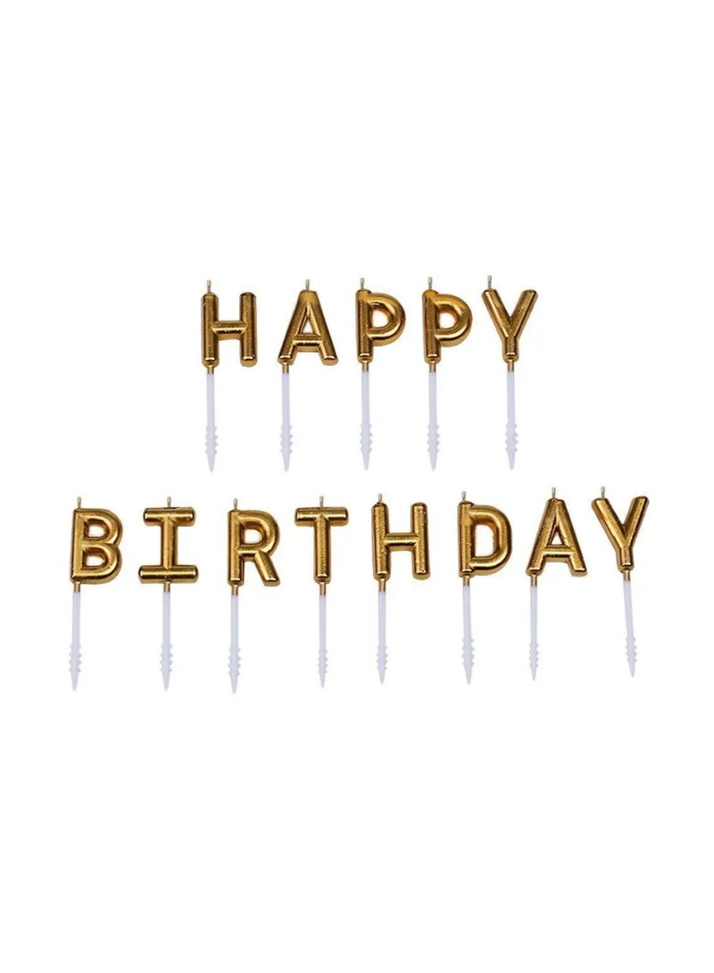 Happy birthday cake topper candle with gold letters. - Image 1