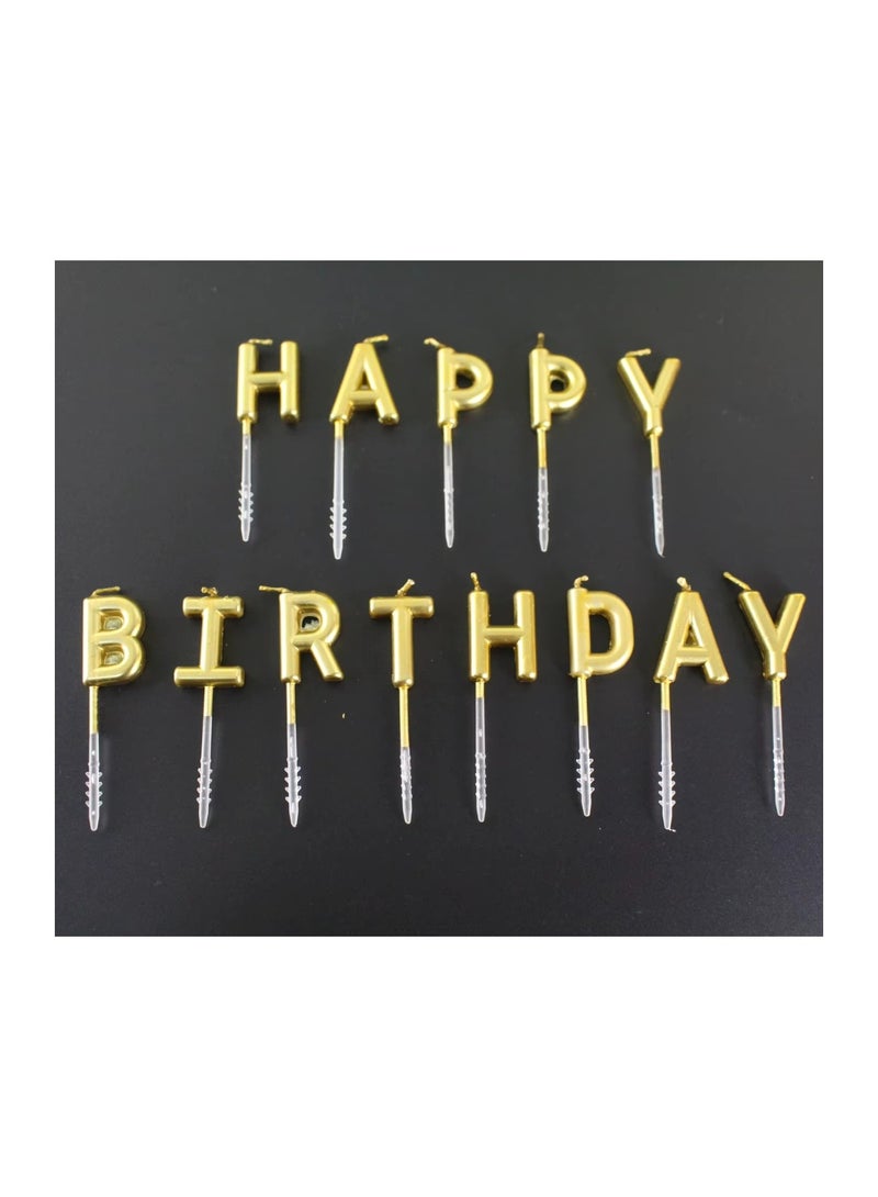 Happy birthday cake topper candle with gold letters. - Image 2