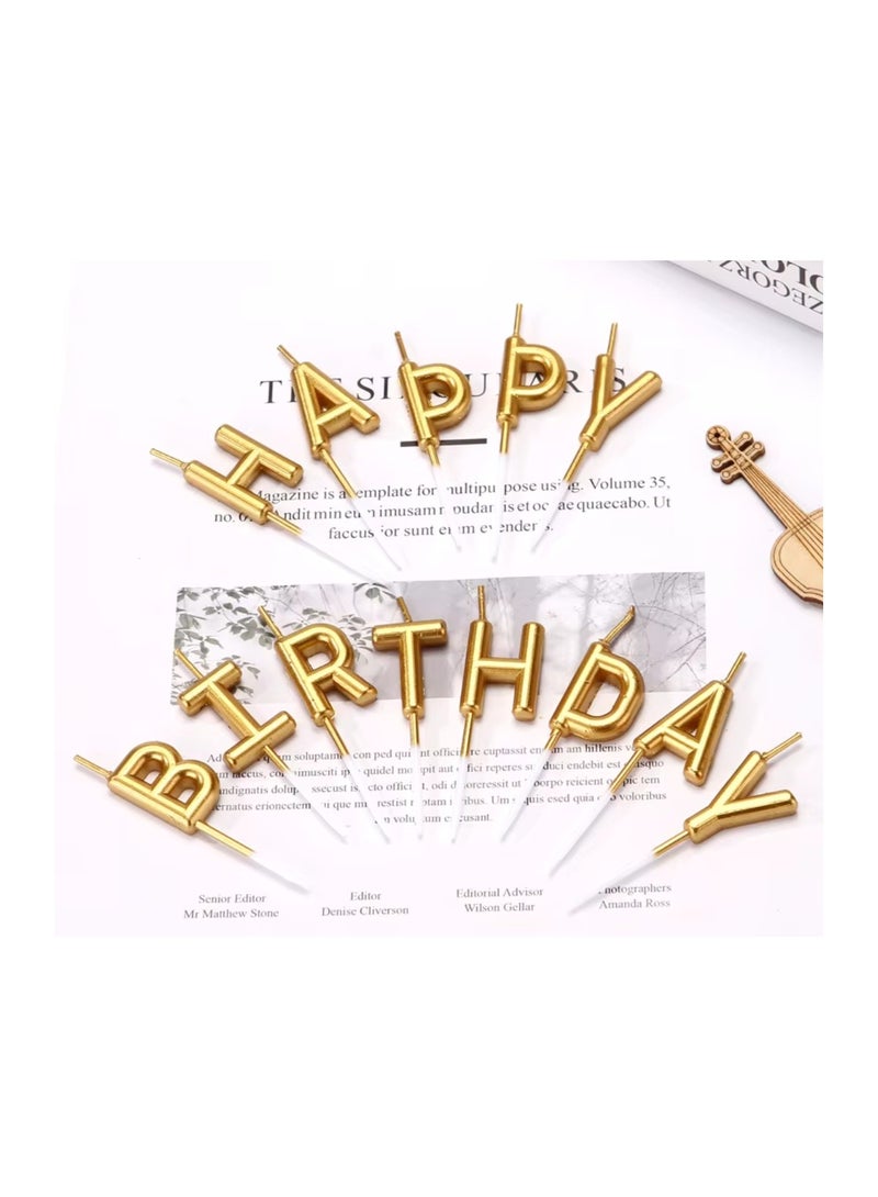 Happy birthday cake topper candle with gold letters. - Image 3
