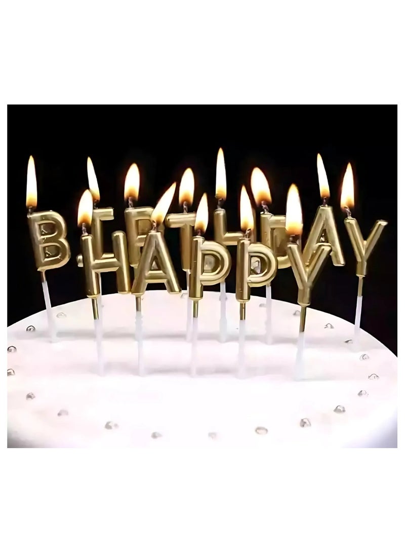 Happy birthday cake topper candle with gold letters. - Image 4