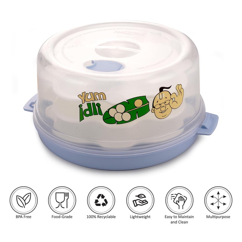 NAYASA Plastic Microwave Big Idli Maker | BPA Free & Food Grade | Make 12 Idlis | Ideal for Steaming Idlis, Pancakes, Modak, Momos | Blue - Image 2