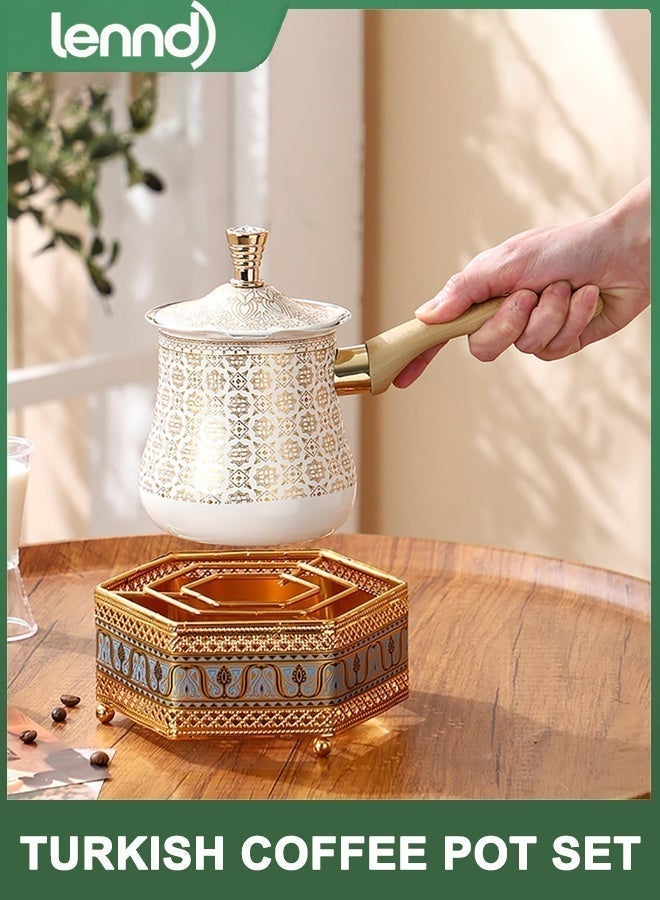 LENND Turkish Coffee Pot, Stainless Steel Turkish Coffee Maker, Milk and Coffee Warmer, Arabic Briki Coffee Pot, Chocolate and Butter Melting Pot with Heat Resistant Handle 550 ML - Image 3