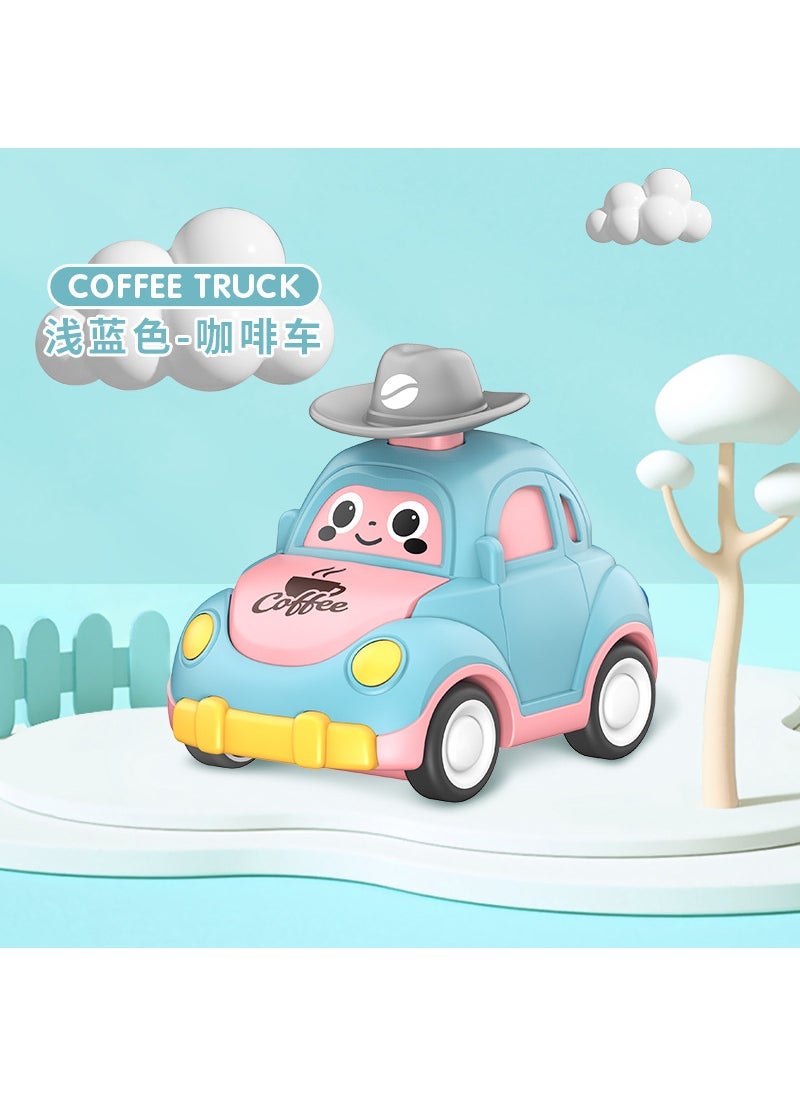 Arabest Cartoon Cap Car Toy Inertia Powered Kids Gift 686P-18 [light blue] press the coffee car