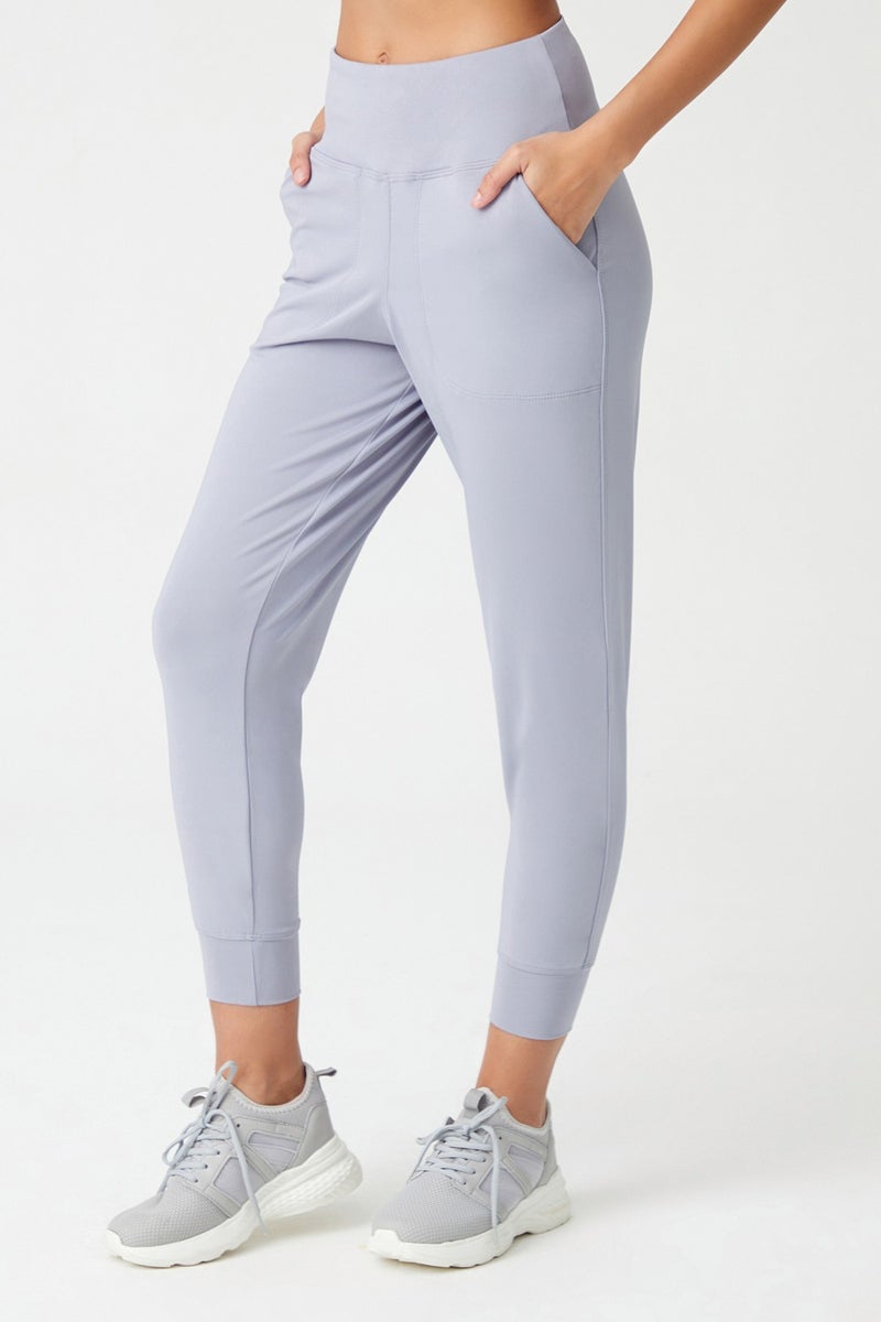 Los Ojos Womens Gray High Waist Jogger Sweatpants Joggers  - Image 2