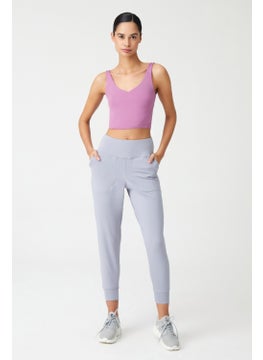 Los Ojos Womens Gray High Waist Jogger Sweatpants Joggers  - Image 1