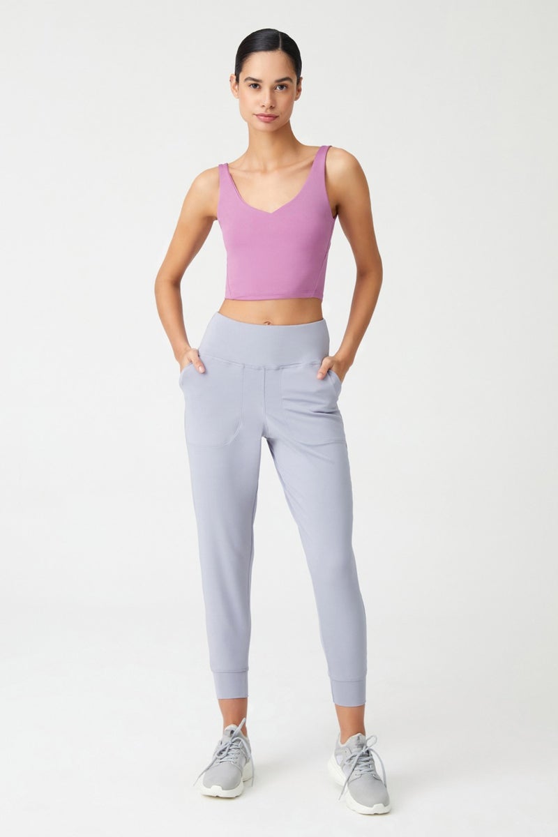Los Ojos Womens Gray High Waist Jogger Sweatpants Joggers  - Image 1