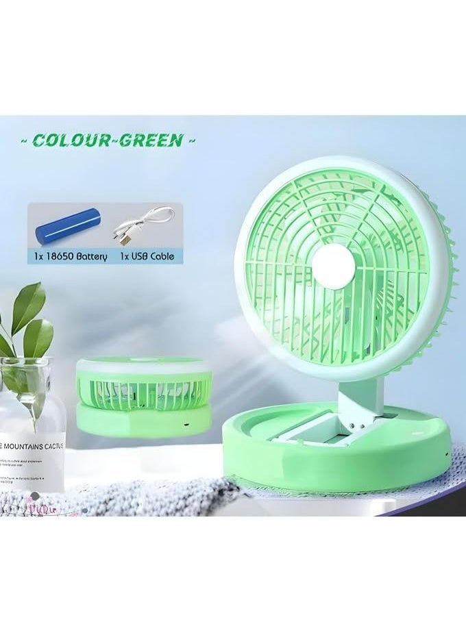 مروحة مكتبية قابلة للطي مع إضاءة ليلية وتخزين وميزة تعطير الهواء - Image 1