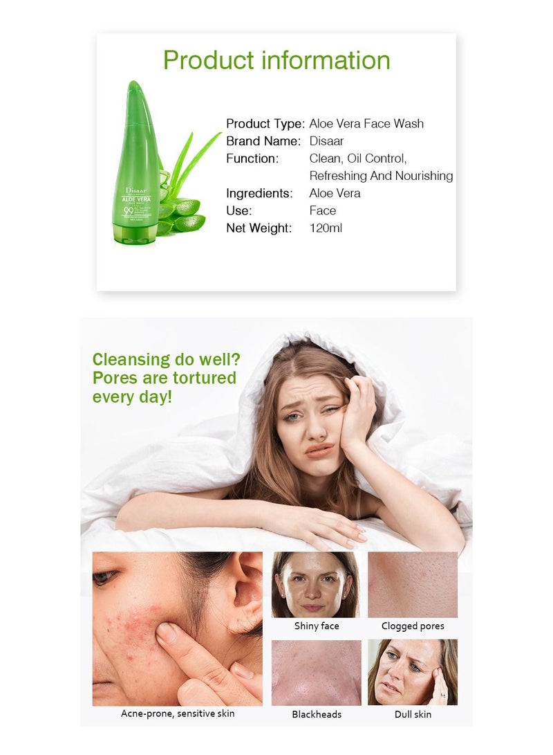 Disaar Disaar Aloe Vera Face Wash 120ml 99% Aloe Vera essence - Image 5