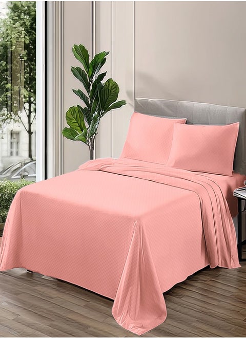 Plain sheet set with fabric pattern - color: Watermelo-Size: 180*270+1 pillowcases.
