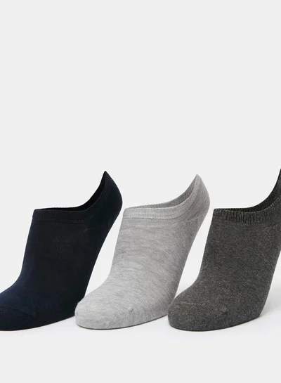 DUCHINI Men's Solid No Show Socks - Set of 3
